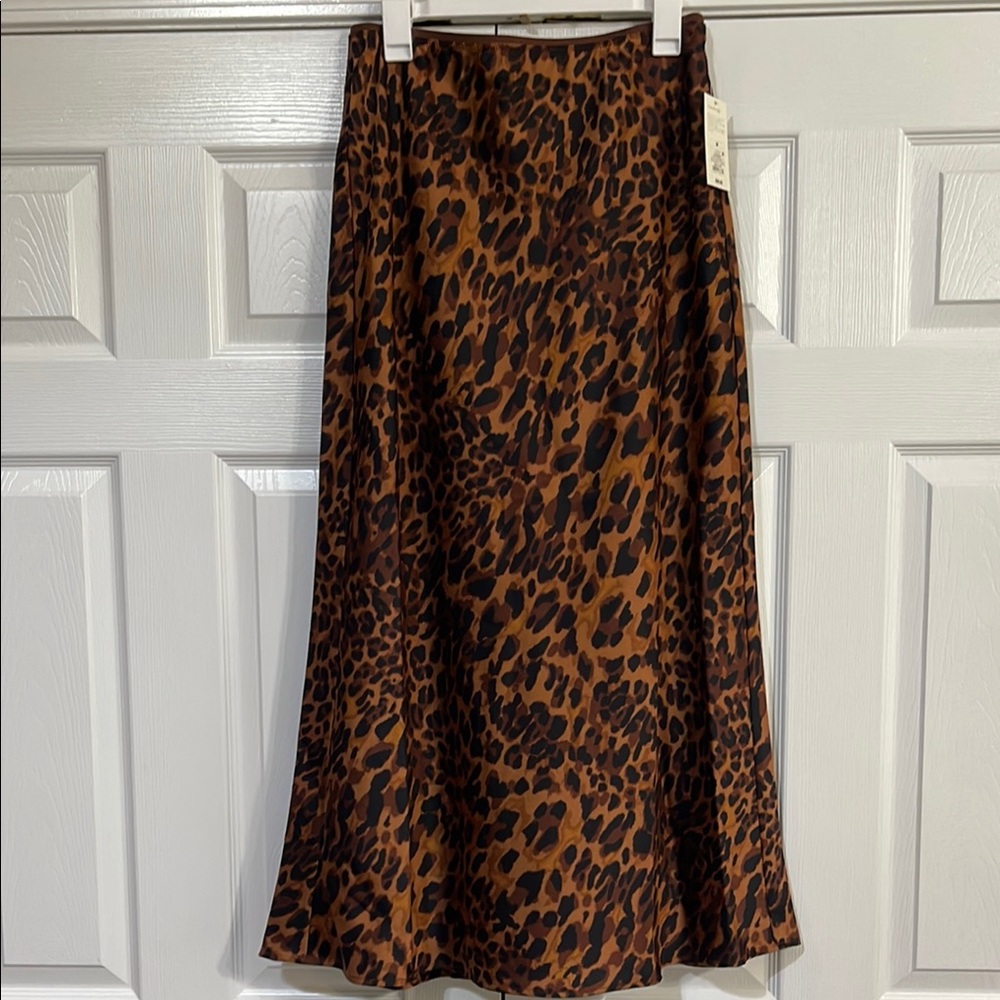 a new day Brown and Black Leopard Midi Skirt